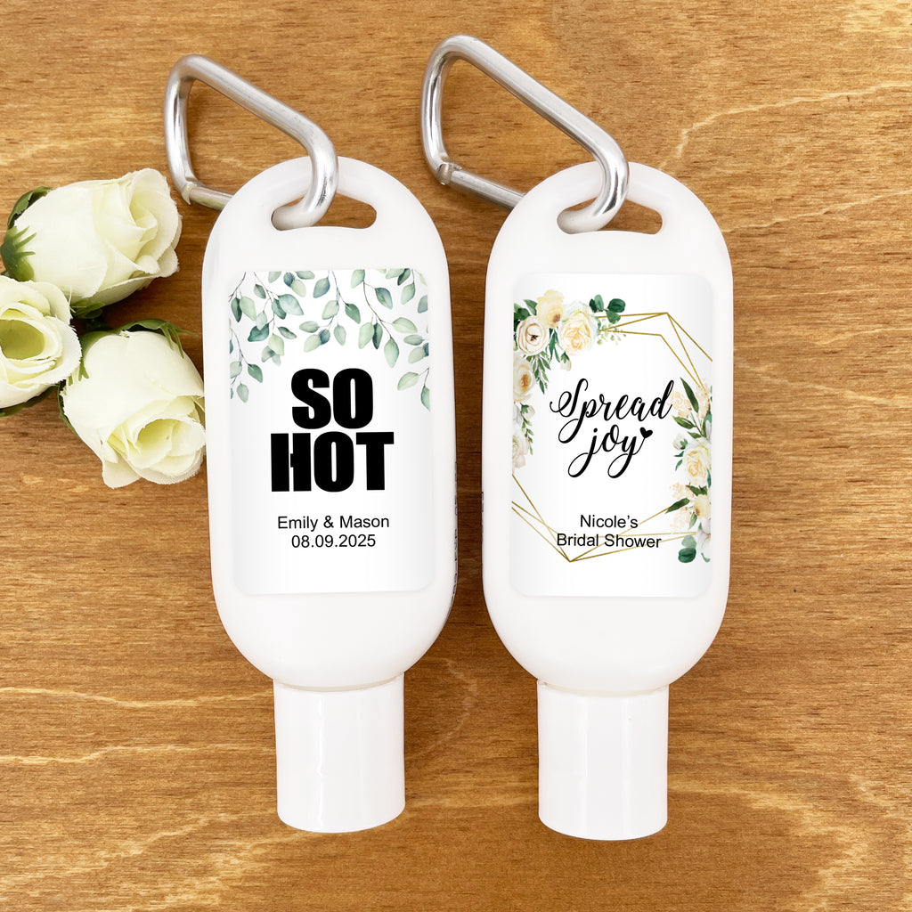 Personalized Floral & Botanical Sunscreen with Carabiner - All Personalization