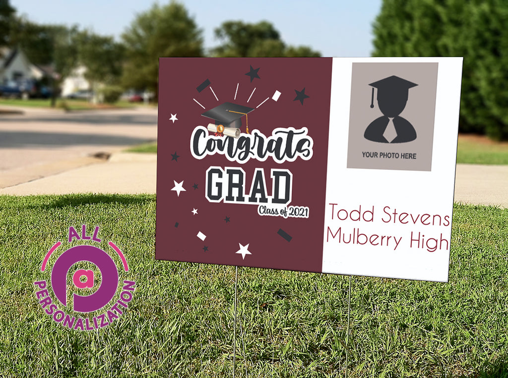 Personalized Congrats Grad Graduation Photo Yard Sign - All Personalization