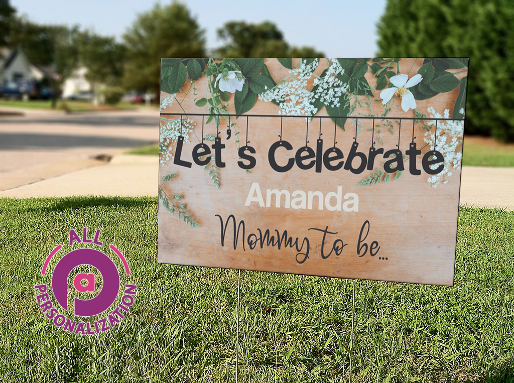 Personalized Rustic Floral Baby Shower Yard Sign - All Personalization