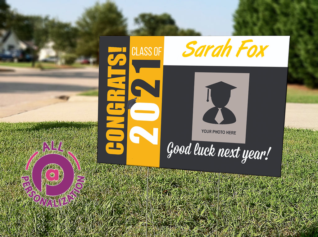 Personalized Congrats Graduation Photo Yard Sign - All Personalization