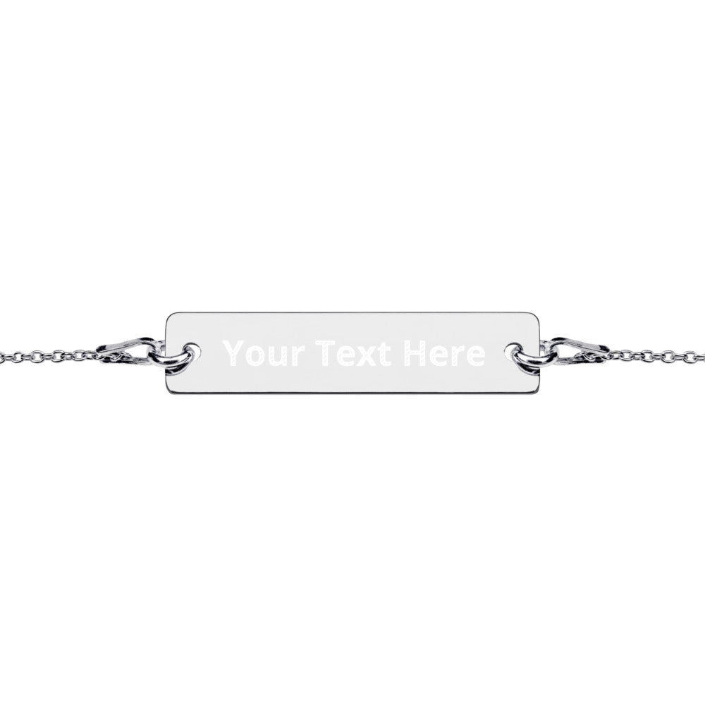 Personalized Engraved Silver Bar Chain Bracelet - All Personalization