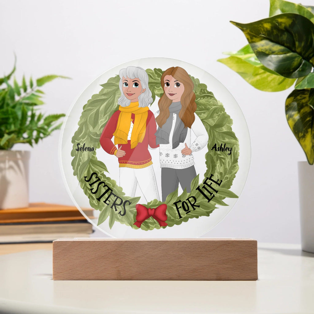 Personalized Circle Acrylic Plaque - Sisters For Life - All Personalization