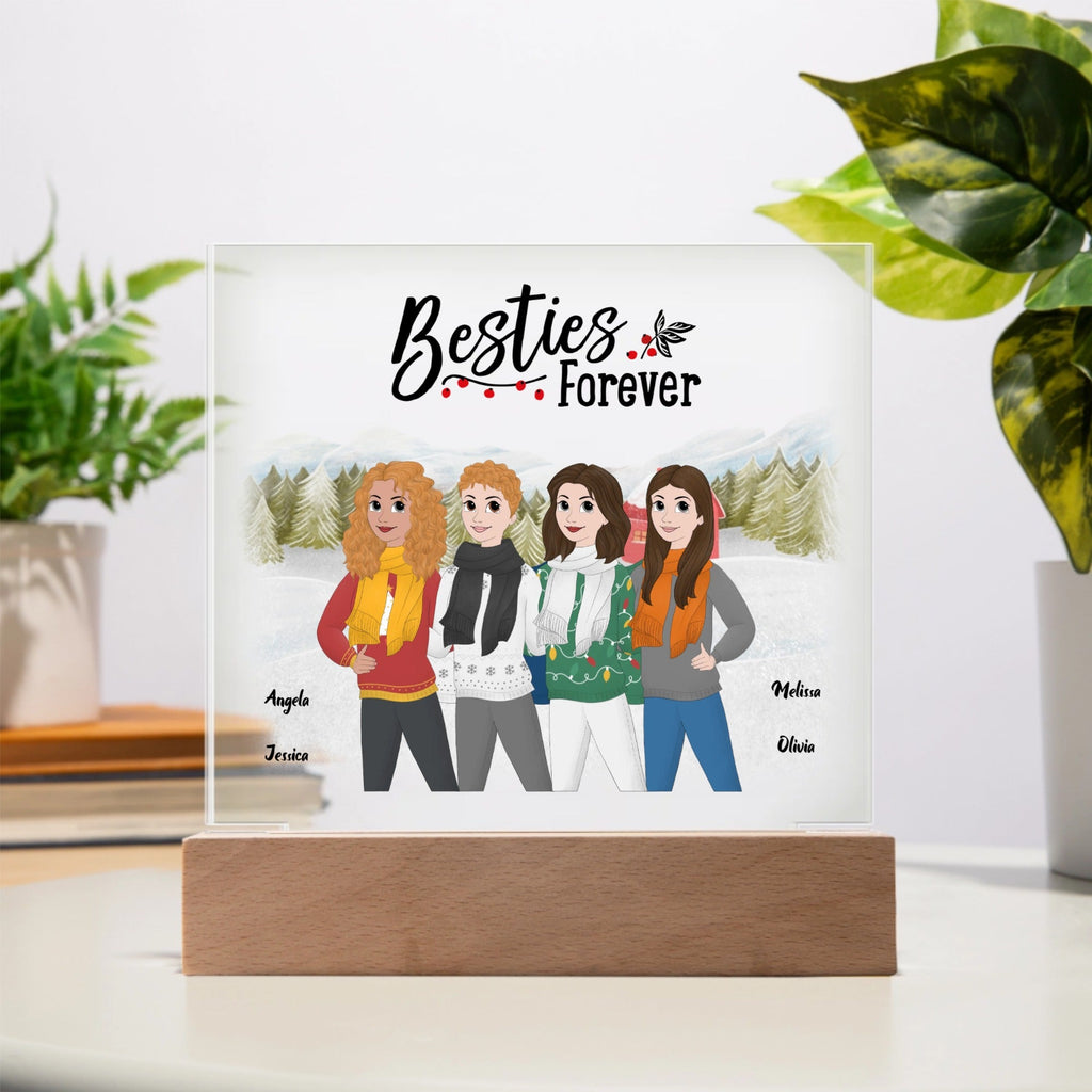 Personalized Acrylic Square Plaque - Besties Forever - All Personalization