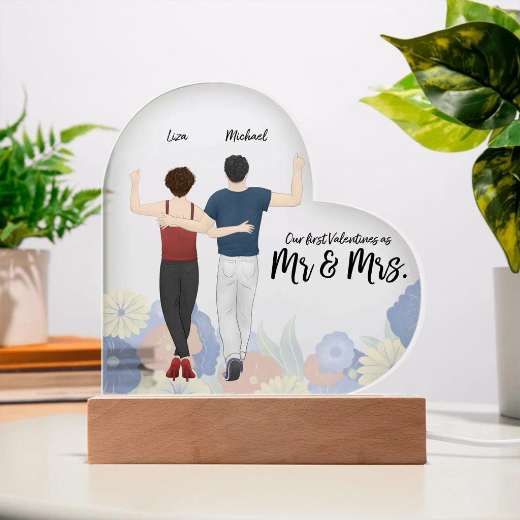 Personalized "Our First Valentines as Mr & Mrs" Acrylic Heart Plaque - All Personalization