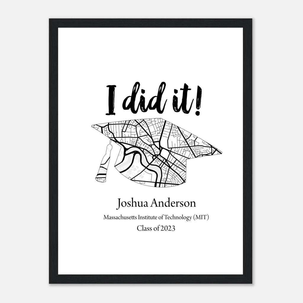 Personalized Graduation "I Did It" 12x16 Wooden Framed Poster - All Personalization