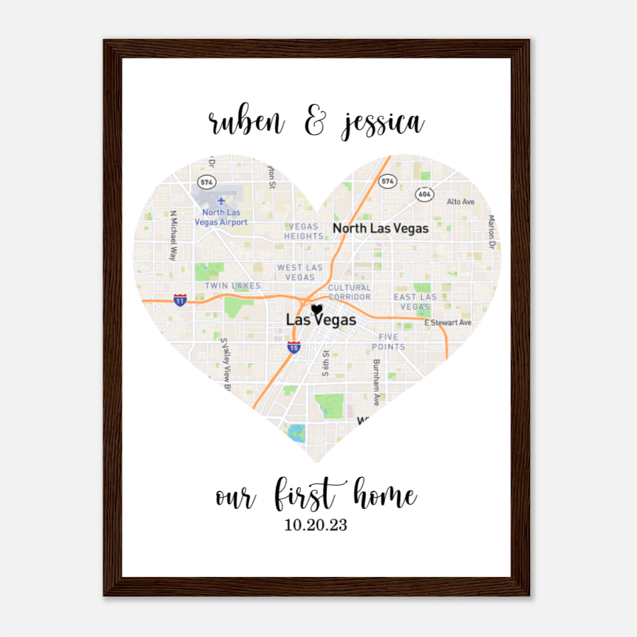 Custom Map of Your Heart - The Perfect Gift for Any Special Occasion Wooden Framed Poster 30x40 cm / 12x16″ - All Personalization