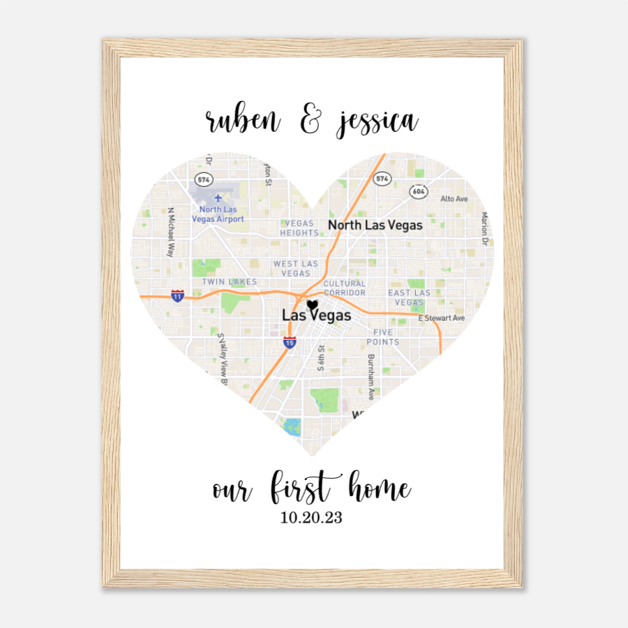Custom Map of Your Heart - The Perfect Gift for Any Special Occasion Wooden Framed Poster 30x40 cm / 12x16″ - All Personalization