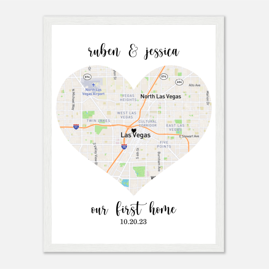Custom Map of Your Heart - The Perfect Gift for Any Special Occasion Wooden Framed Poster 30x40 cm / 12x16″ - All Personalization