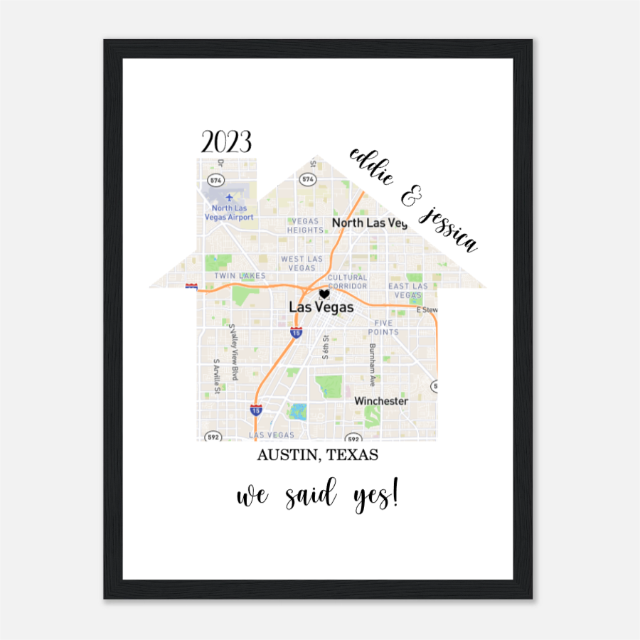 Custom Map of Your Home - The Perfect Gift for Any Special Occasion Wooden Framed Poster 30x40 cm / 12x16″ - All Personalization