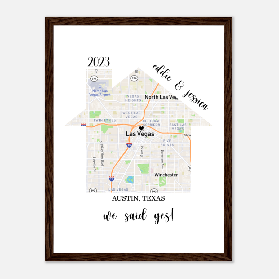 Custom Map of Your Home - The Perfect Gift for Any Special Occasion Wooden Framed Poster 30x40 cm / 12x16″ - All Personalization