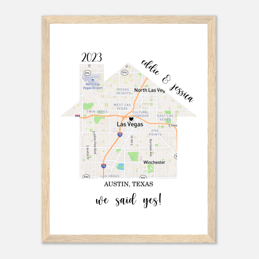 Custom Map of Your Home - The Perfect Gift for Any Special Occasion Wooden Framed Poster 30x40 cm / 12x16″ - All Personalization