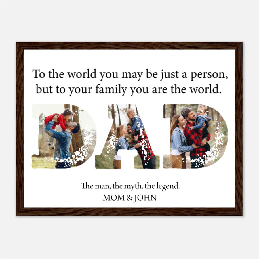 Personalized Father's Day Photo 16x12" Wooden Framed Poster - All Personalization