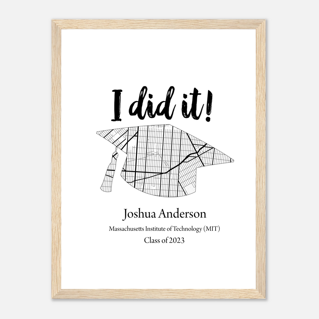 Personalized Graduation "I Did It" 12x16 Wooden Framed Poster - All Personalization