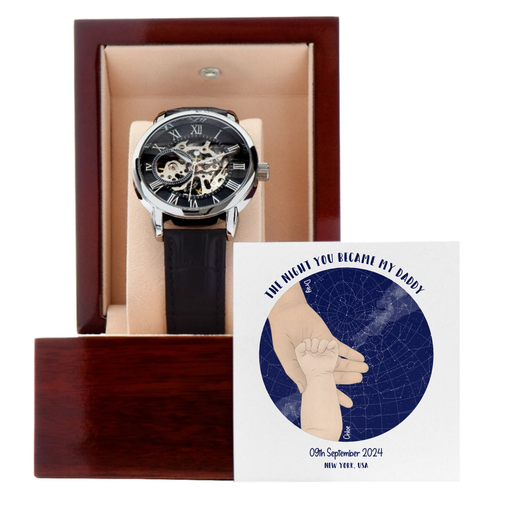 Personalized Men's Openwork Watch with Personalized Card - All Personalization