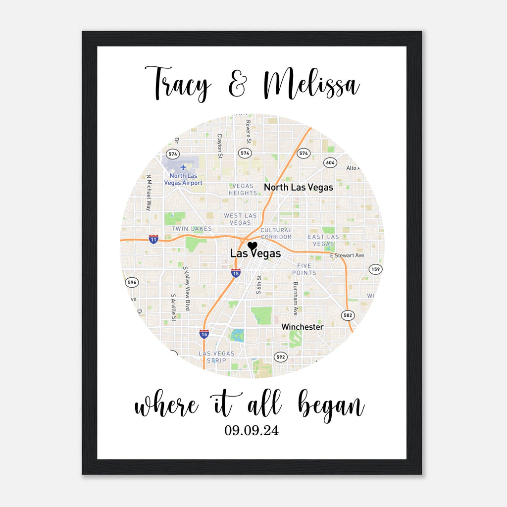 Custom Map of Your Milestones - The Perfect Gift for Any Special Occasion Wooden Framed Poster 30x40 cm / 12x16″ - All Personalization