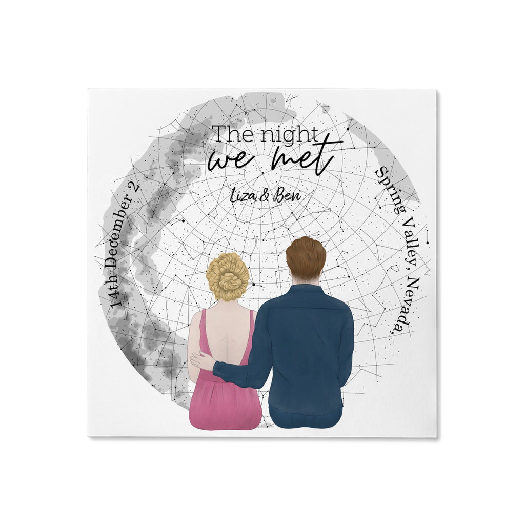 Personalized Couple Gallery Square Frame Canvas - "The Night We Met" - All Personalization