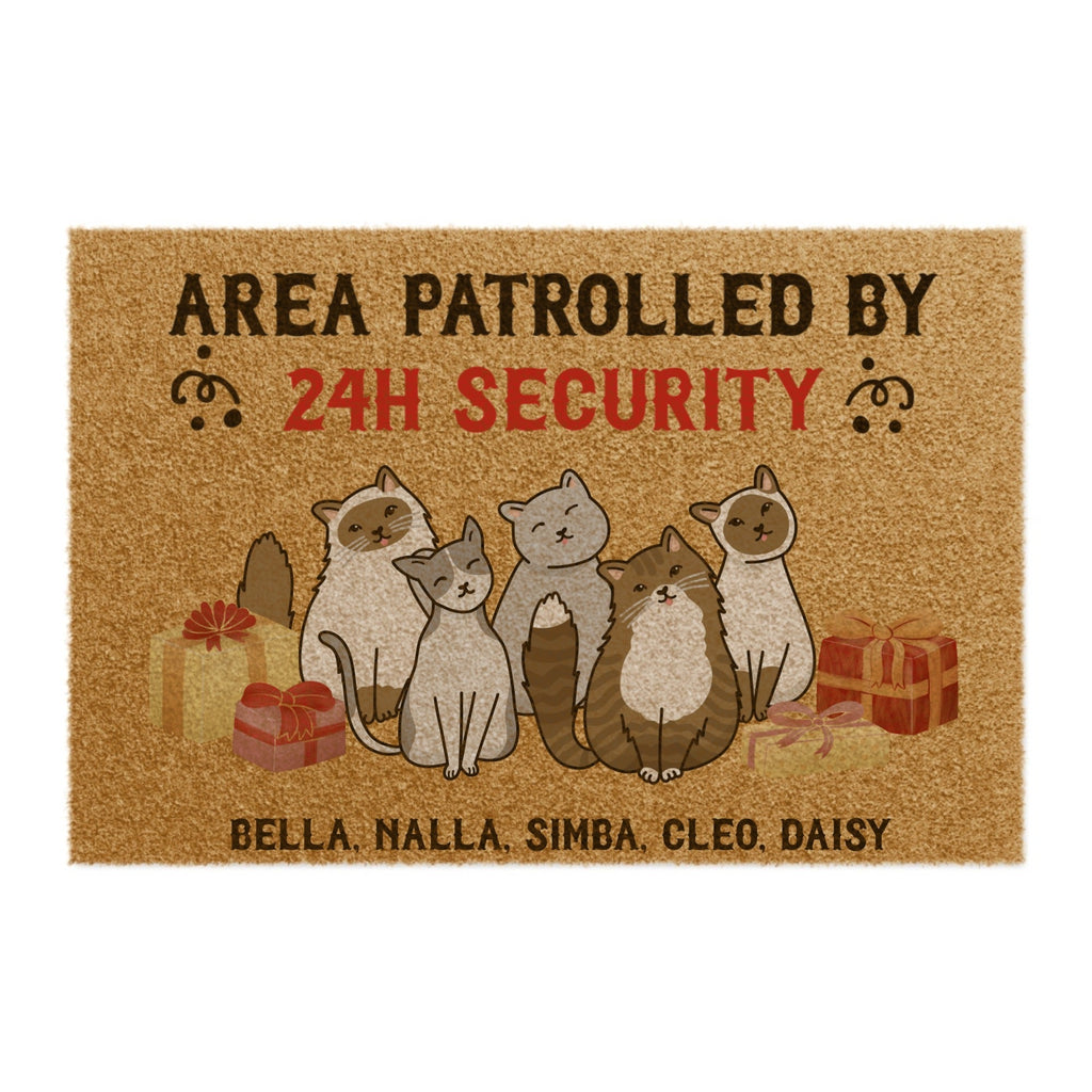 Personalized Christmas Edition Cat 24H Security 24" × 16" Doormat - All Personalization