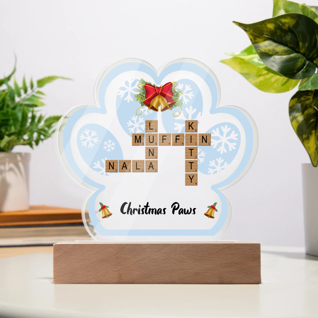 Personalized Christmas Crossword Cat Names Acrylic Paw Plaque - All Personalization