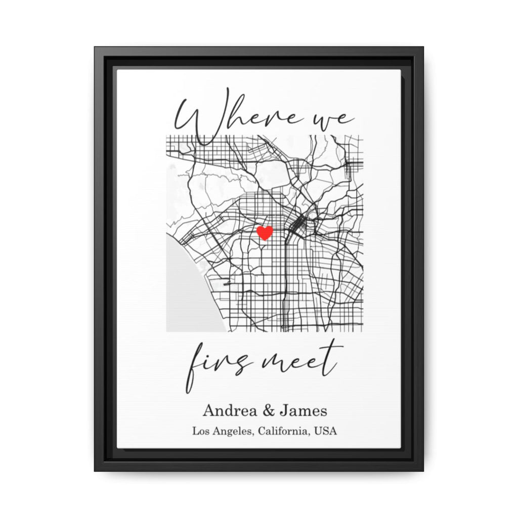 Personalized Valentines "City Map" Vertical Matte Canvas, Framed (Multi-color) - All Personalization
