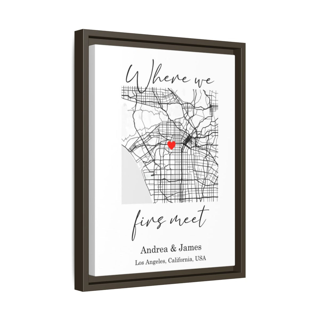 Personalized Valentines "City Map" Vertical Matte Canvas, Framed (Multi-color) - All Personalization