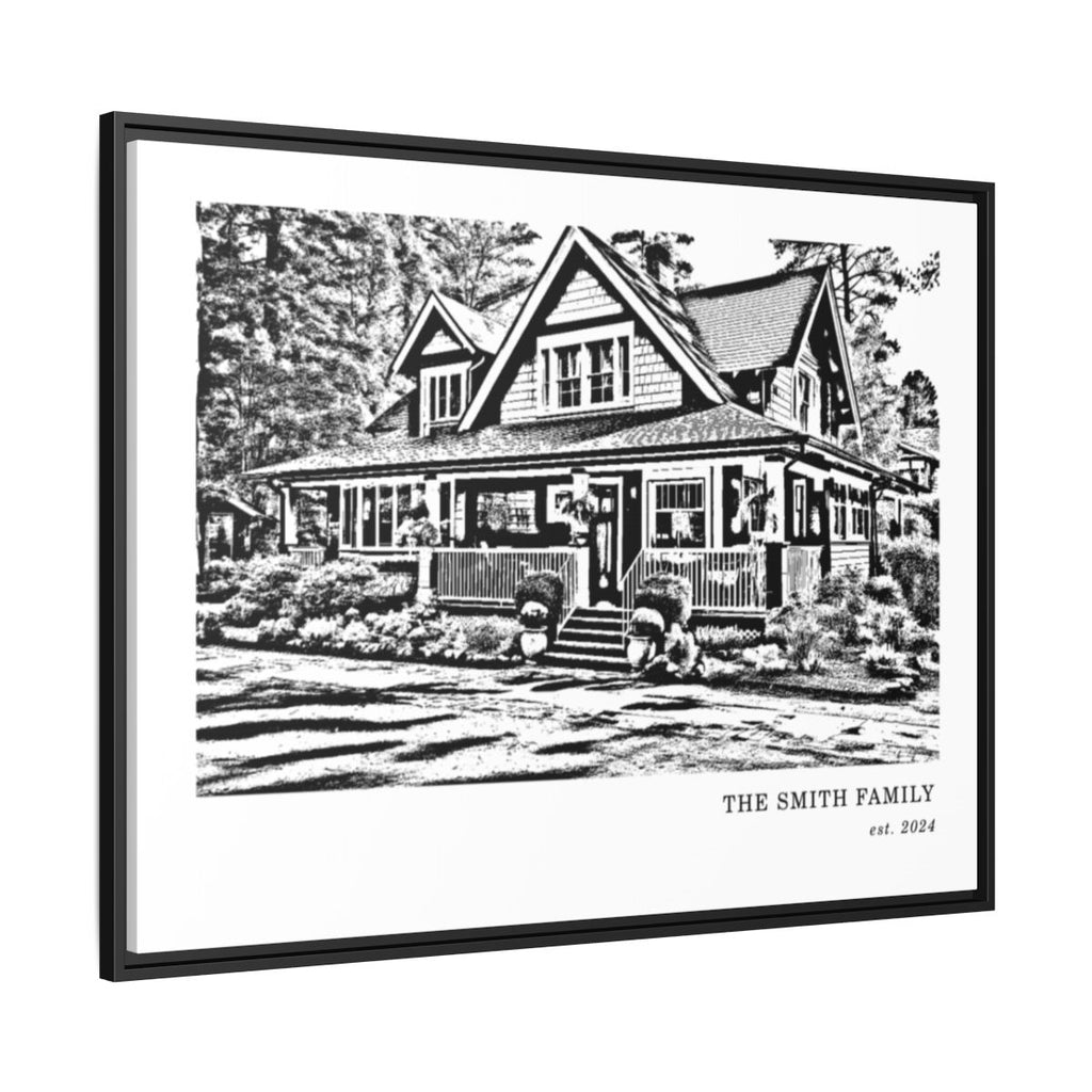 Custom House Sketch Portrait Matte Canvas, Framed  (Multi-color) - All Personalization