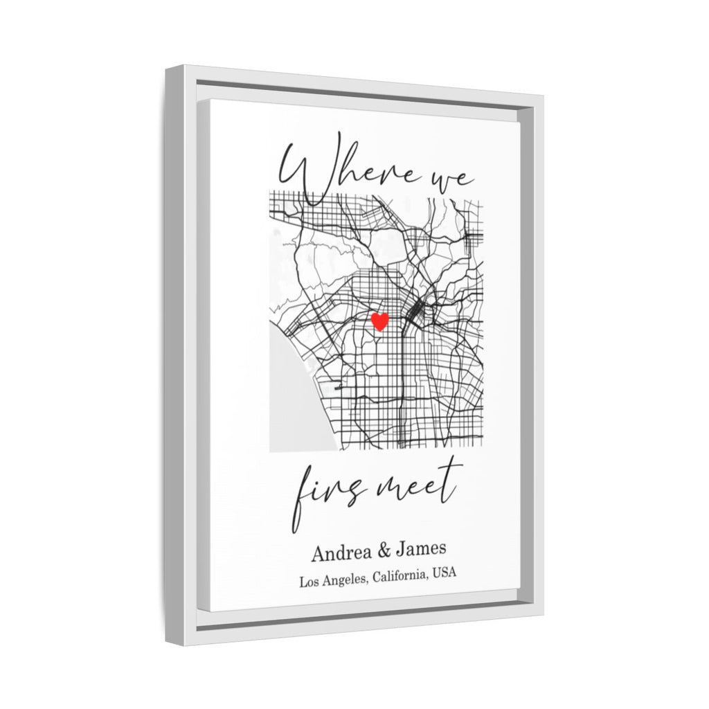 Personalized Valentines "City Map" Vertical Matte Canvas, Framed (Multi-color) - All Personalization