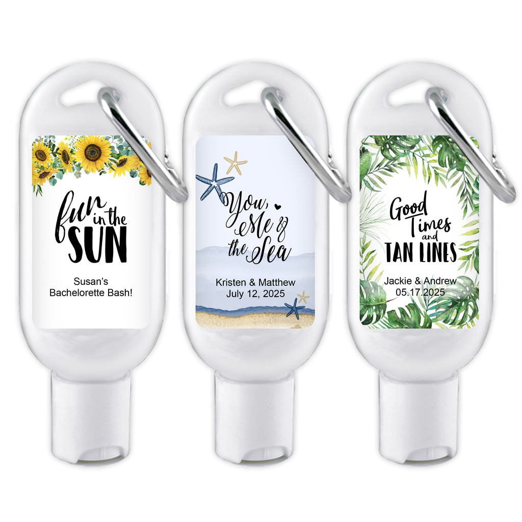 Personalized Floral & Botanical Sunscreen with Carabiner - All Personalization