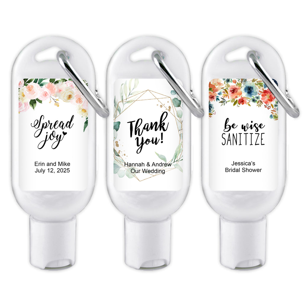 Personalized Floral & Botanical Hand Sanitizer with Carabiner - All Personalization