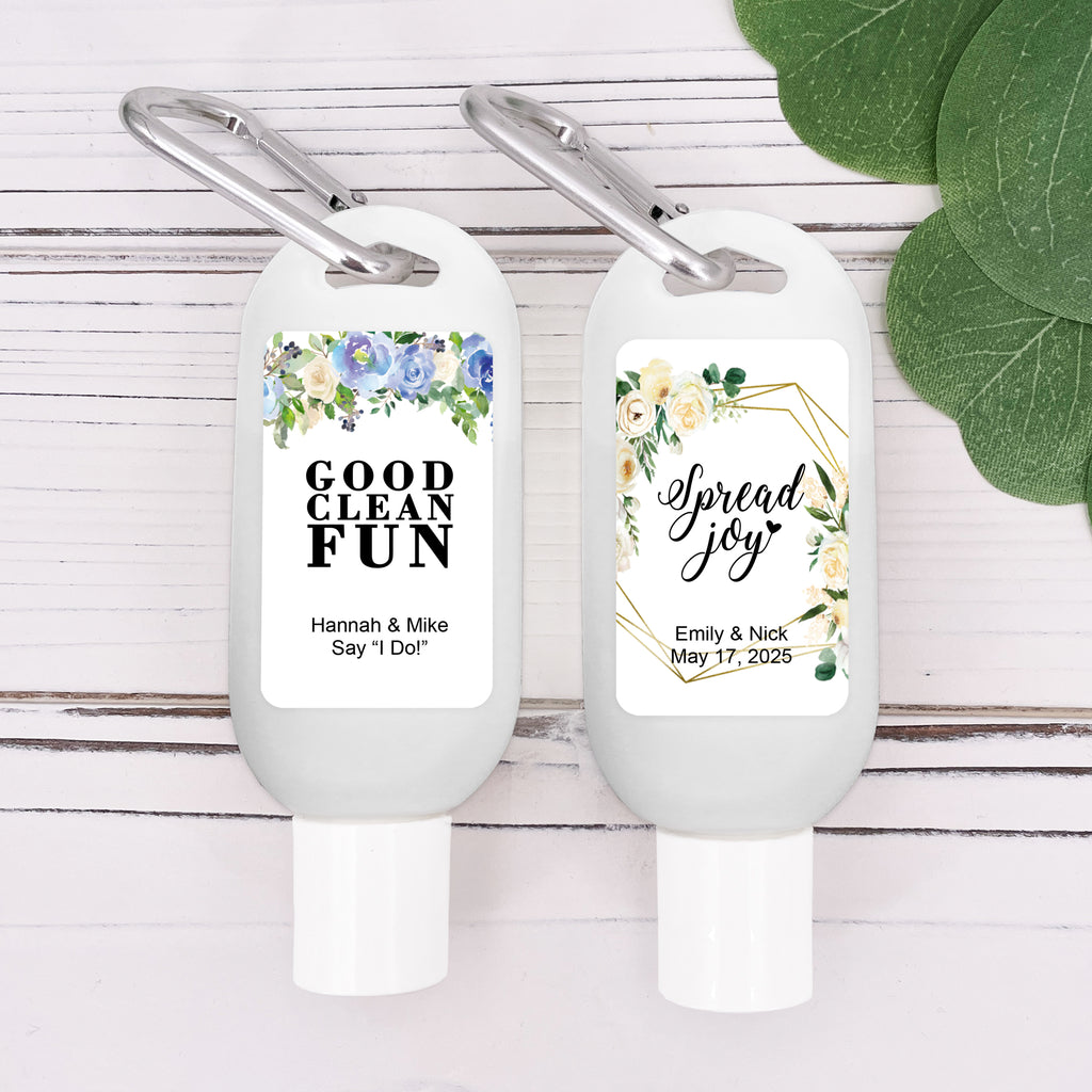 Personalized Floral & Botanical Hand Sanitizer with Carabiner - All Personalization