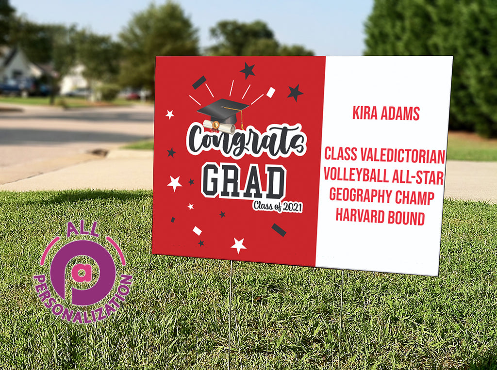 Personalized Congrats Grad Graduation Yard Sign - All Personalization
