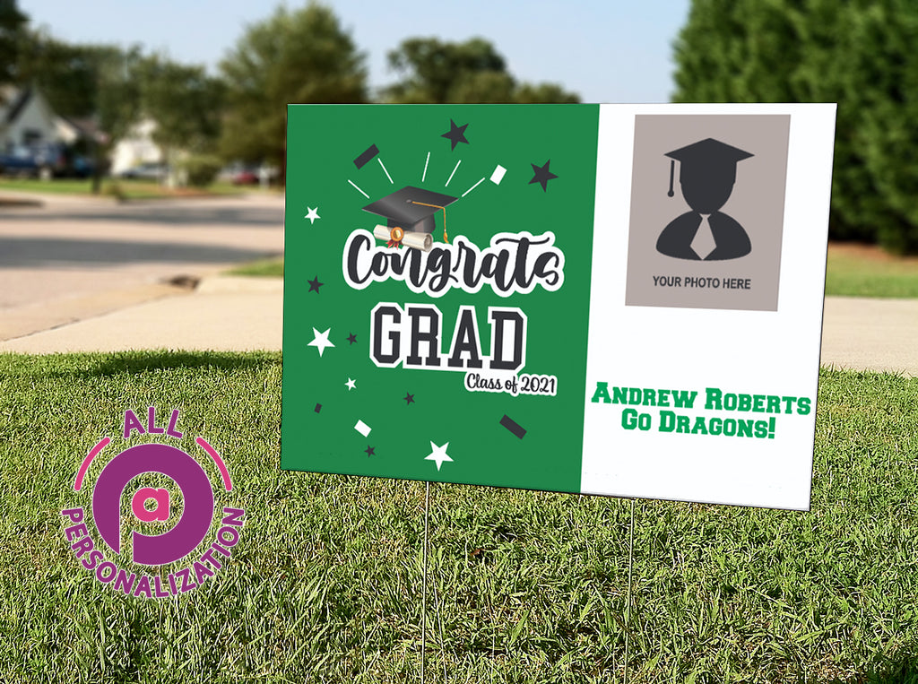 Personalized Congrats Grad Graduation Photo Yard Sign - All Personalization