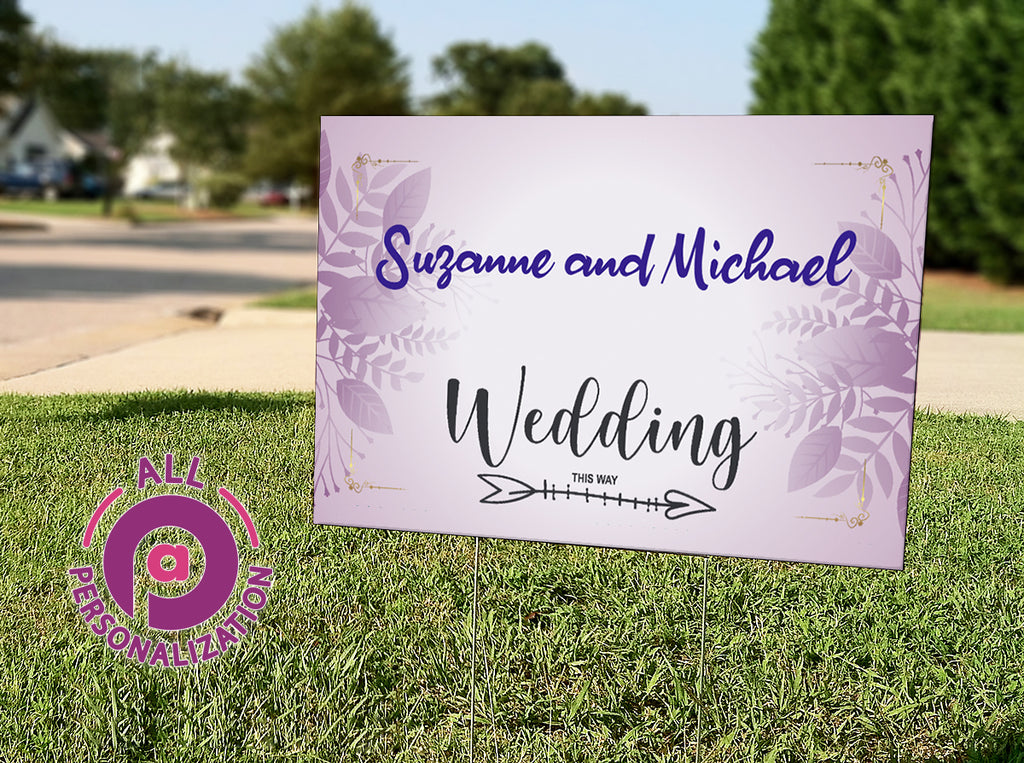 Personalized Purple Leaves Yard Sign - All Personalization