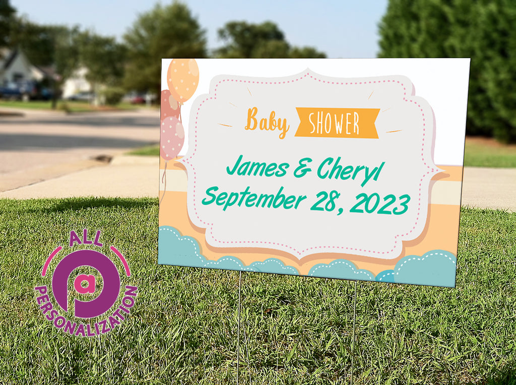 Personalized Balloons Baby Shower Yard Sign - All Personalization