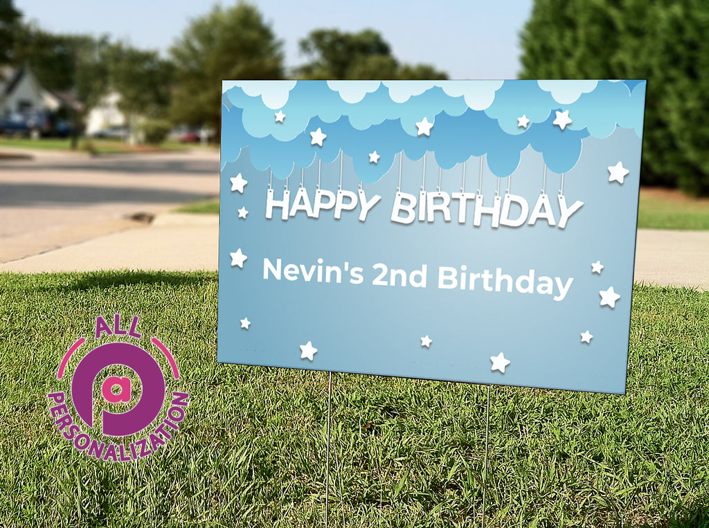 Personalized Blue Sky Birthday Yard Sign - All Personalization