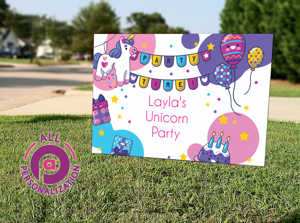 Personalized Unicorn Birthday Yard Sign - All Personalization