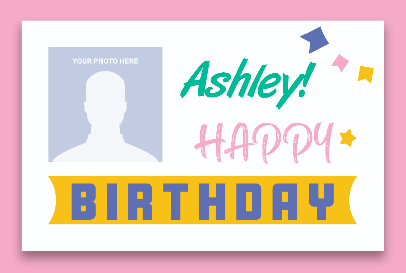 Personalized Pink Banner Birthday Photo Yard Sign - All Personalization