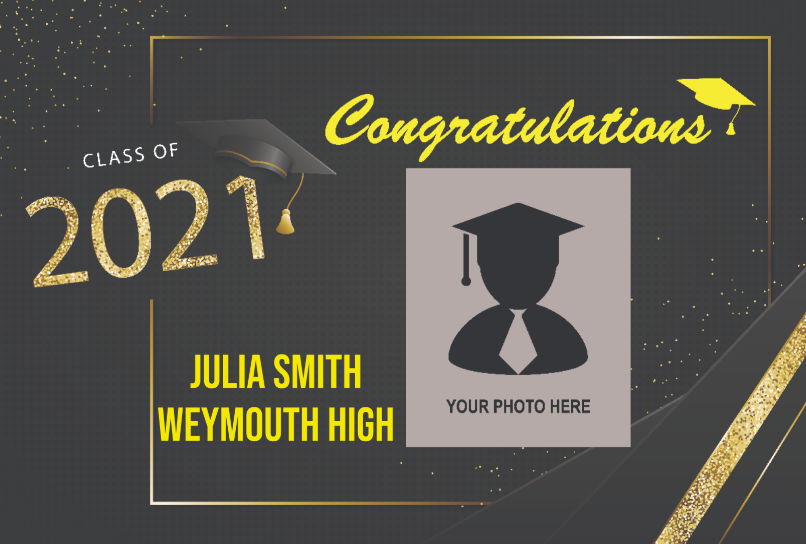 Personalized Gold Sparkle Graduation Photo Yard Sign - All Personalization