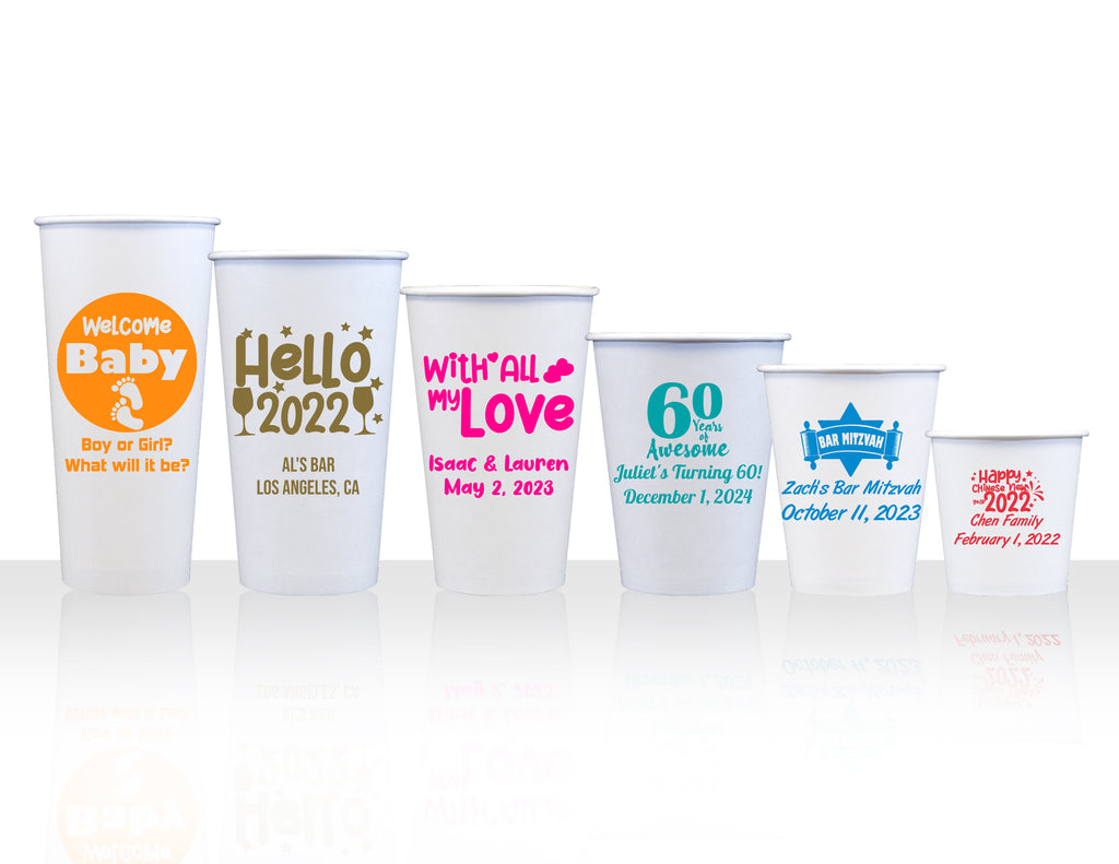 Personalized Paper Cups 4oz - 24oz