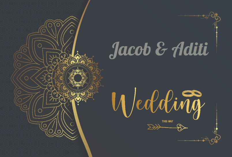 Personalized Golden Ornate Wedding Yard Sign - All Personalization
